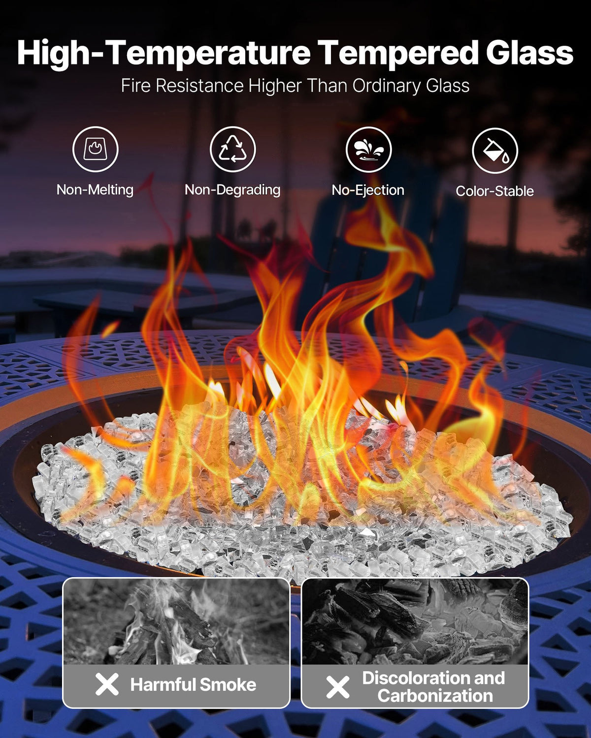 VEVOR Fire Glass