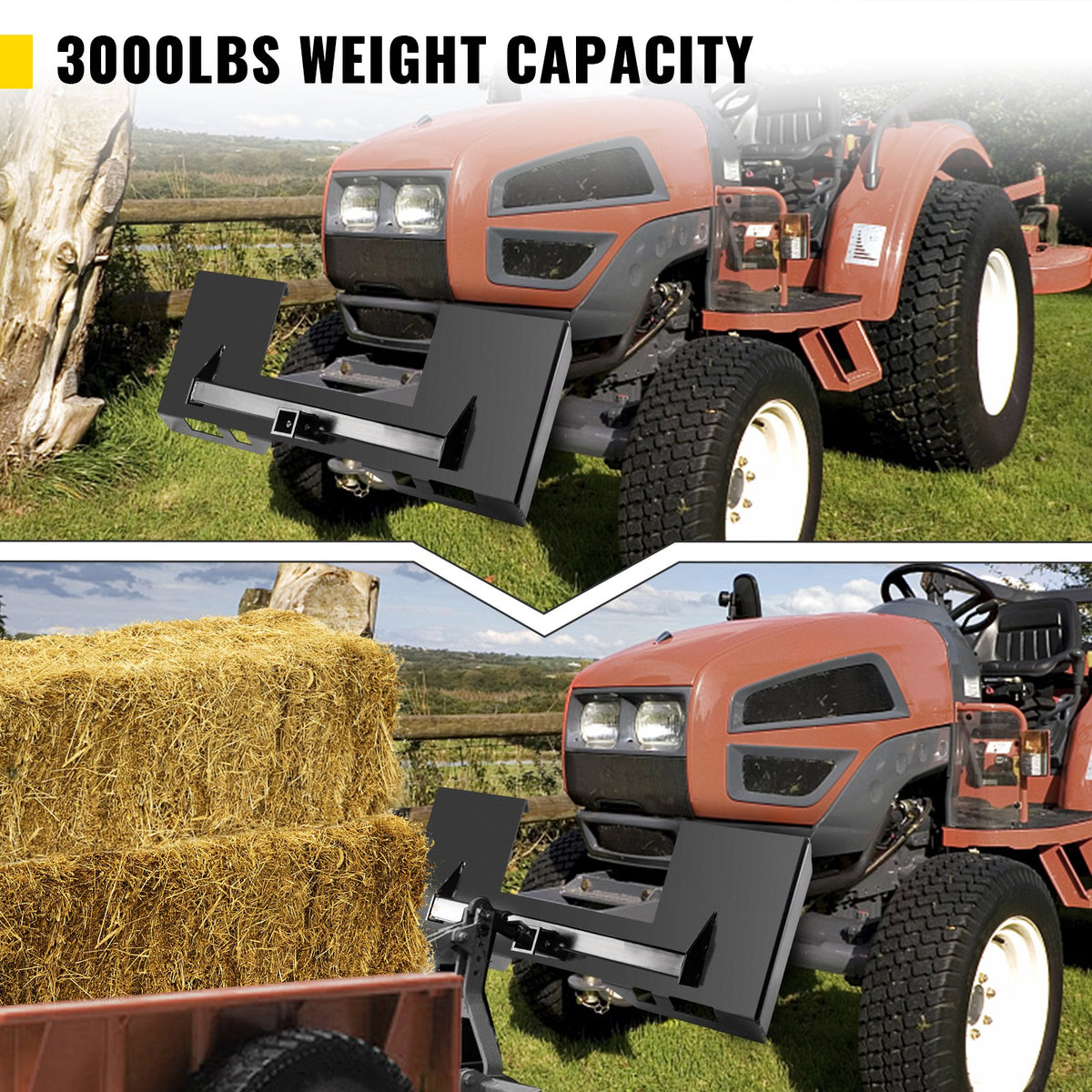 VEVOR Universal Skid Steer Mount Plate 1/4" Thick Skid Steer Plate Attachment 3000LBS Weight Capacity Quick Attach Mount Plate Steel Adapter Loader Easy to Weld or Bolt to Different Accessories Black