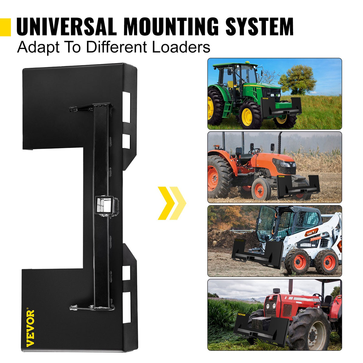 VEVOR Universal Skid Steer Mount Plate 1/4" Thick Skid Steer Plate Attachment 3000LBS Weight Capacity Quick Attach Mount Plate Steel Adapter Loader Easy to Weld or Bolt to Different Accessories Black