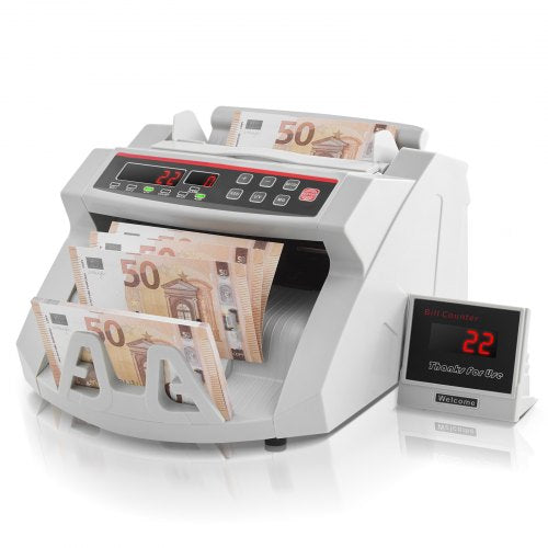 VEVOR Banknotes Counter With LED Display, Professional Note Counter With Counterfeit Detector, UV/MG, 1000 Bills/Minute, Counts Only Number of Sheets