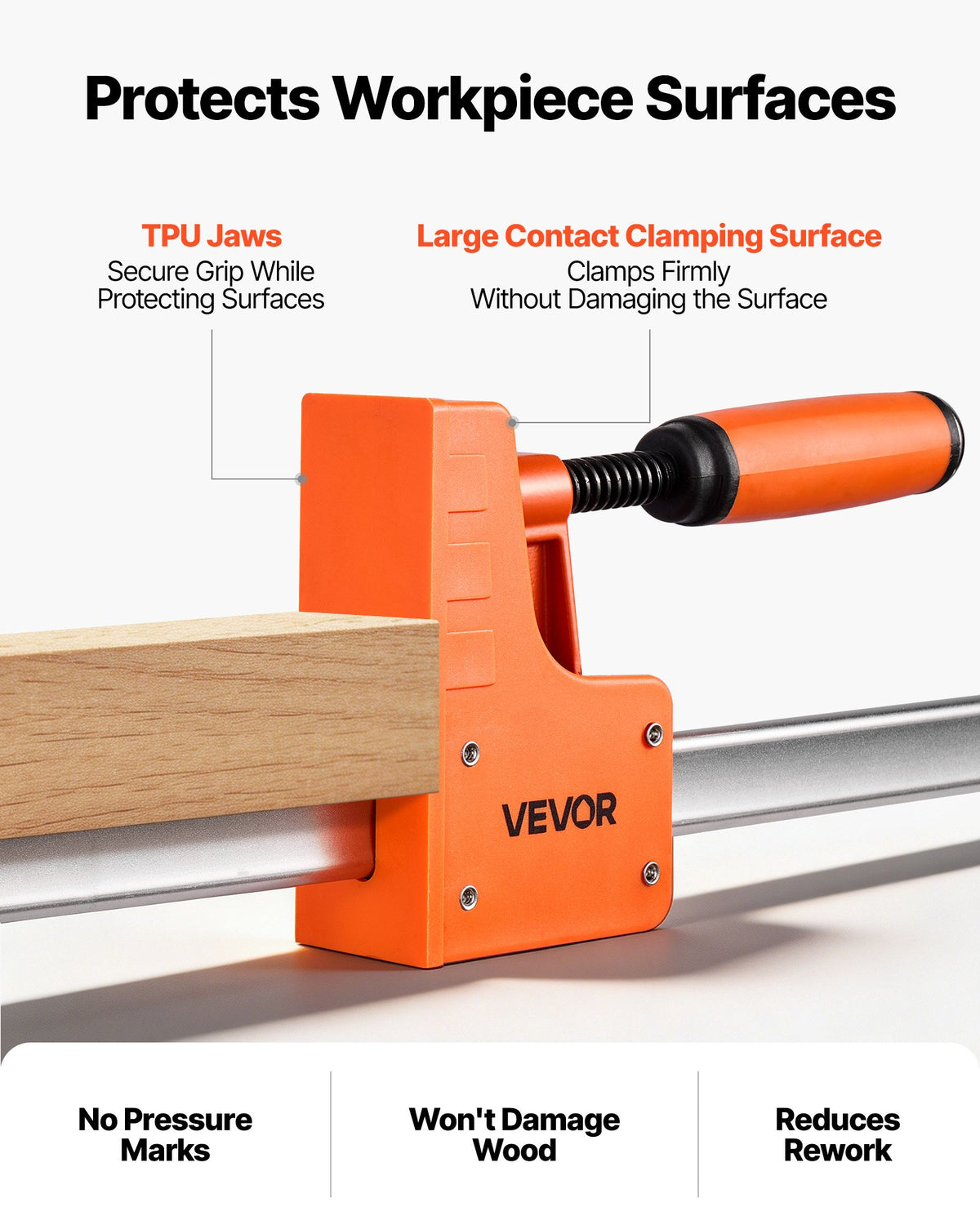 VEVOR Bar Clamps for Woodworking, 2-Pack 127 cm Parallel Clamp Set, F Clamp with 499 kg Load Limit, Even Pressure, High-strength Plastic and Carbon Steel, Wood clamps for Woodworking Metal Working