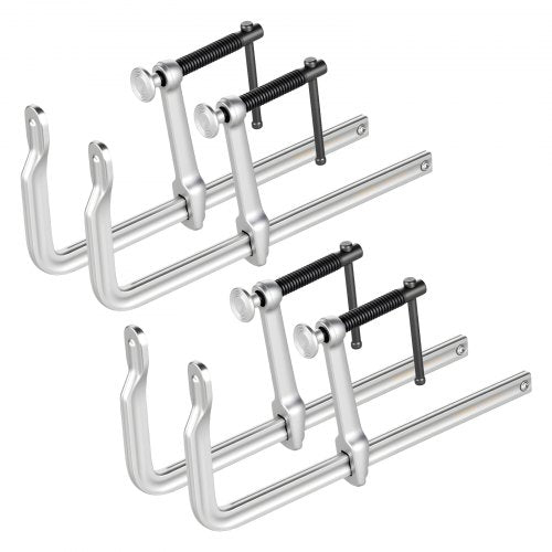 VEVOR Bar Clamps for Woodworking, 4-Pack, 30.48 cm Opening, 12 cm Throat Depth, 545 kg Load Limit, Sturdy Steel Forging and Casting, with Swivel Jaw and T-Handle, for Wood Working and Metal Working