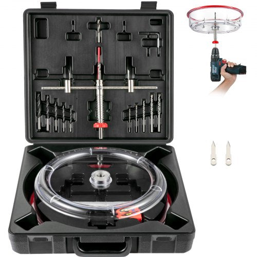 VEVOR Adjustable Hole Saw Cutter Kit, 1-5/8" to 11-13 /16" (40-300 mm), Recessed Hole Saw with PC Dust Shield, Two Replaceable Pilot Drill Bits, for Recessed Lights, Ceiling Speakers, Vent Holes