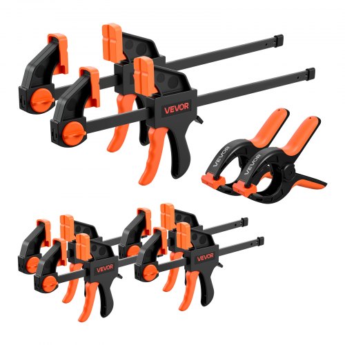VEVOR Bar Clamps for Woodworking, 8-Pack, 15.24 cm and 30.48 cm, with Spring Clamps, One-Handed Clamp/Spreader, 70 kg Load Limit, Quick Release, Self-Locking Design, for Wood Working and Metal Working