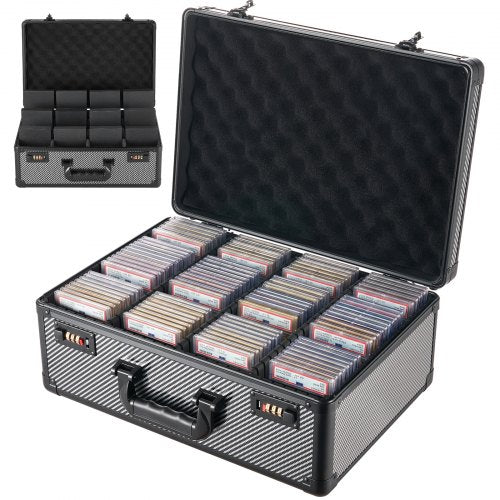 VEVOR Graded Card Case 4 Row 162 PSA Slab Storage Box with Combination Lock, Baseball Sports Trading Cards Holder Collector with 12 Dividers, Holds 130 SGC 115 BGS 585 Top Loaders & 999+ Loose Cards