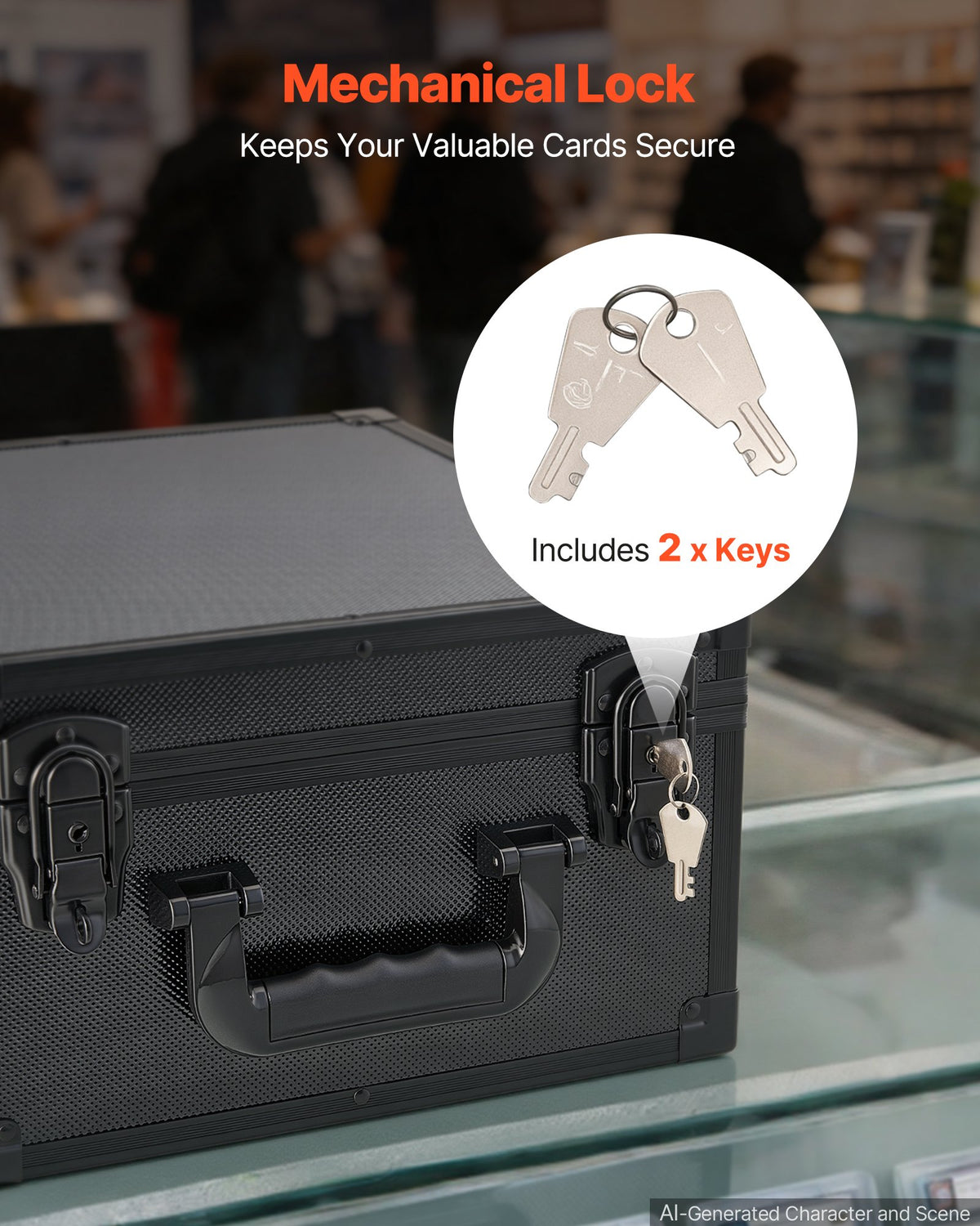 VEVOR Graded Card Case 3 Row 150 PSA Slab Storage Box with Secure Lock, Baseball Sports Trading Cards Holder Collector with 12 Dividers, Key, Holds 100 SGC 80 BGS 500 Top Loaders & 999+ Loose Cards