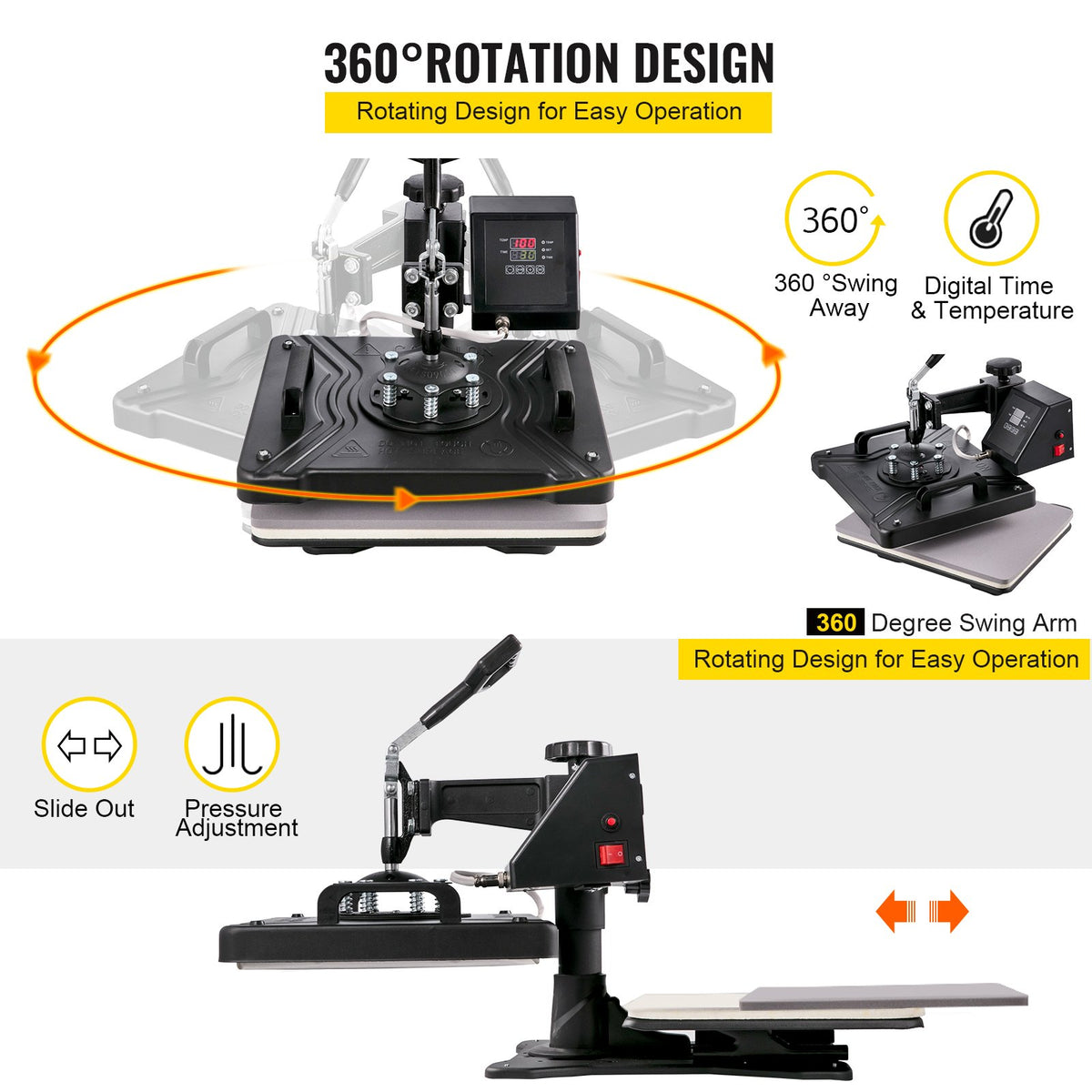 VEVOR 5 in 1 Digital 15"x12" Heat Press&53" Vinyl Cutter w/ Signmaster Software
