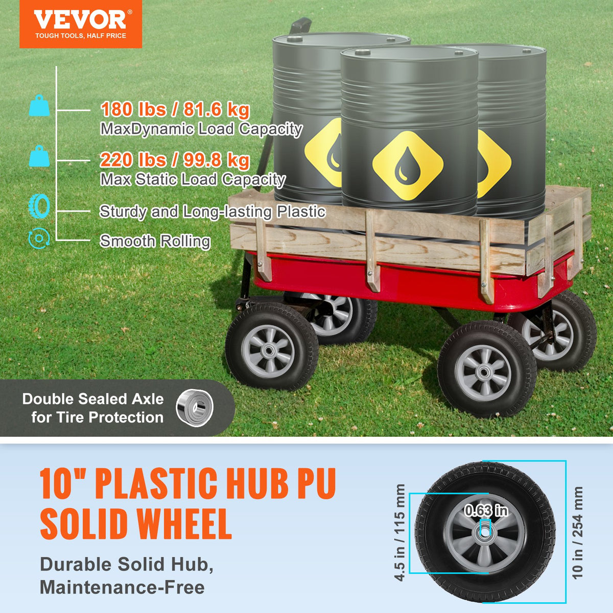 VEVOR Solid PU Run-Flat Tire Wheel