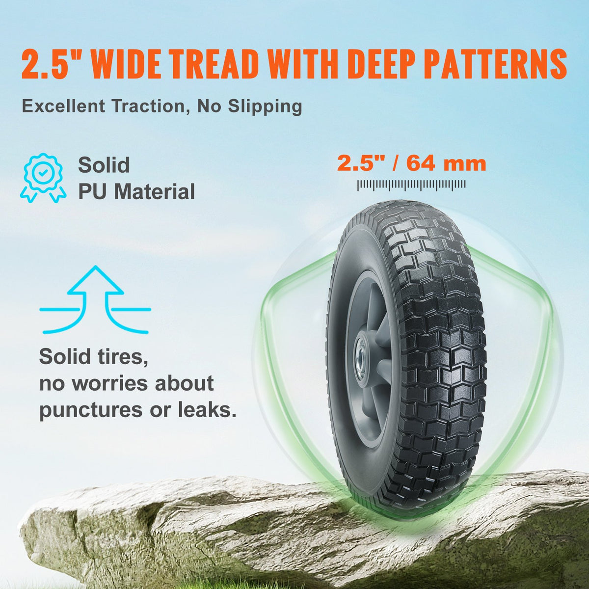 VEVOR Solid PU Run-Flat Tire Wheel