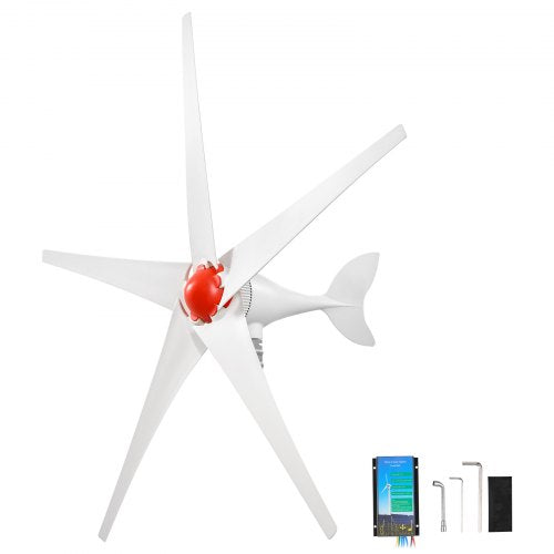 VEVOR 800W 12V Wind Turbine Generator, 5-Blade Wind Turbine Kit with Wind & Solar Hybrid Controller, Efficient 3-Phase AC Permanent Wind Power Generator for RV Boat Home Farm (Tower Pole Not Included)