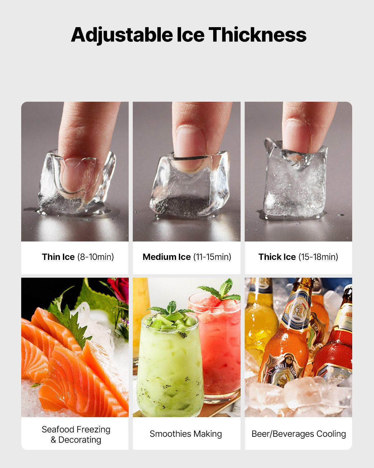 VEVOR Commercial Ice Maker Machine - Head, 136 kg/Day Stainless Steel Ice Machine with Scheduled Ice-Making, Self-Cleaning, Adjustable Thickness, Ideal for Restaurant Bar Cafe Hotel - Head Only
