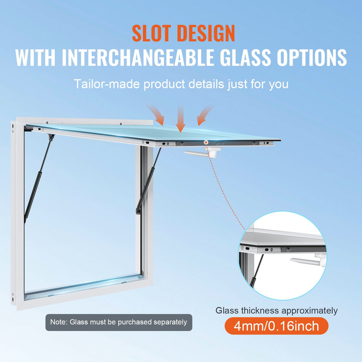 VEVOR Concession Window 36"x36", Aluminum Alloy Food Truck Service Window with Awning Door & Drag Hook, Up to 85 Degrees Stand Serving Window for Food Trucks Concession Trailers, Glass Not Included