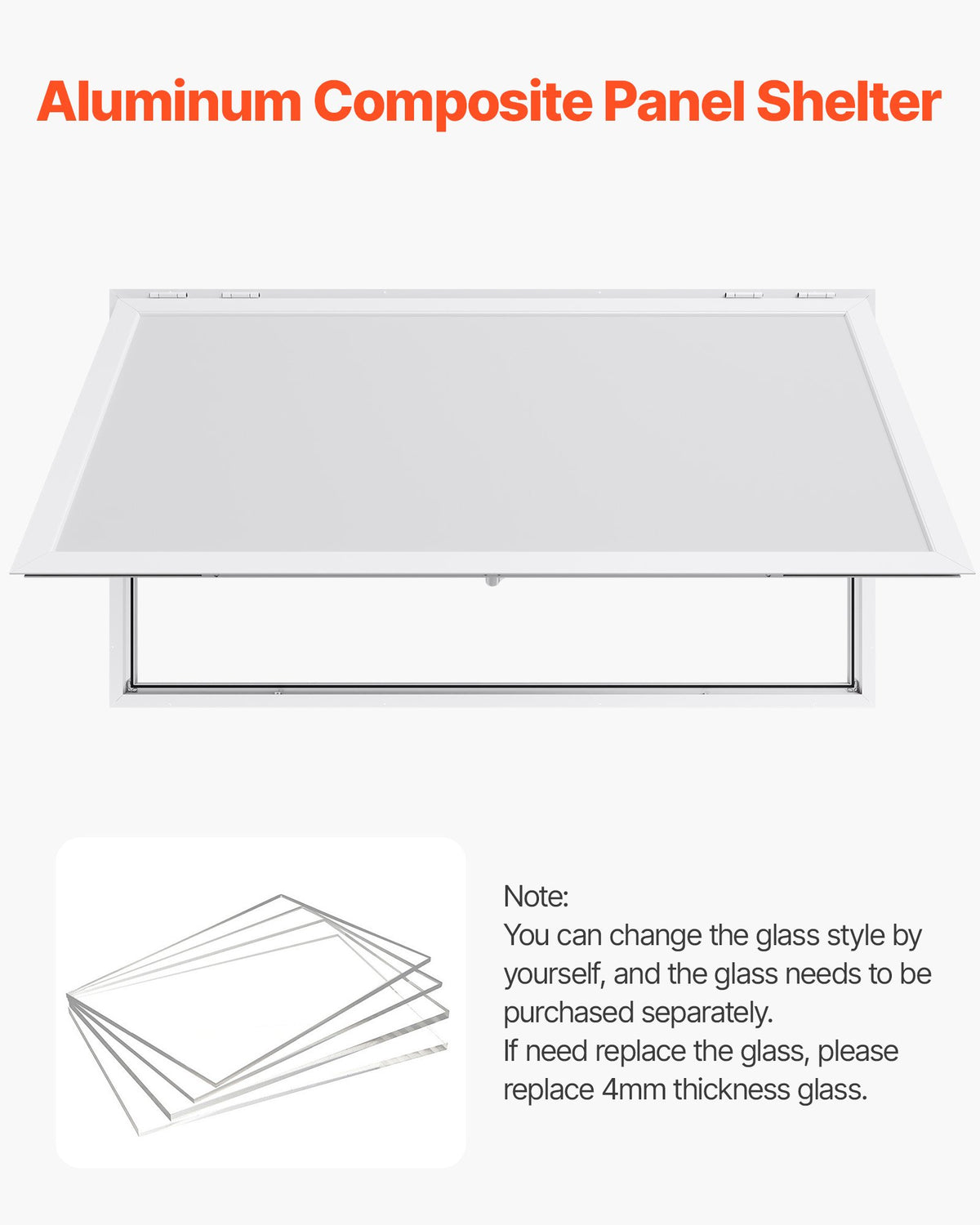 VEVOR Concession Window 188x102cm, Aluminum Alloy Frame Service Window for Food Truck, Up to 85 Degrees Stand Serving Window with Awning Door and Drag Hook, Rainwater Resistant for Concession Trailer