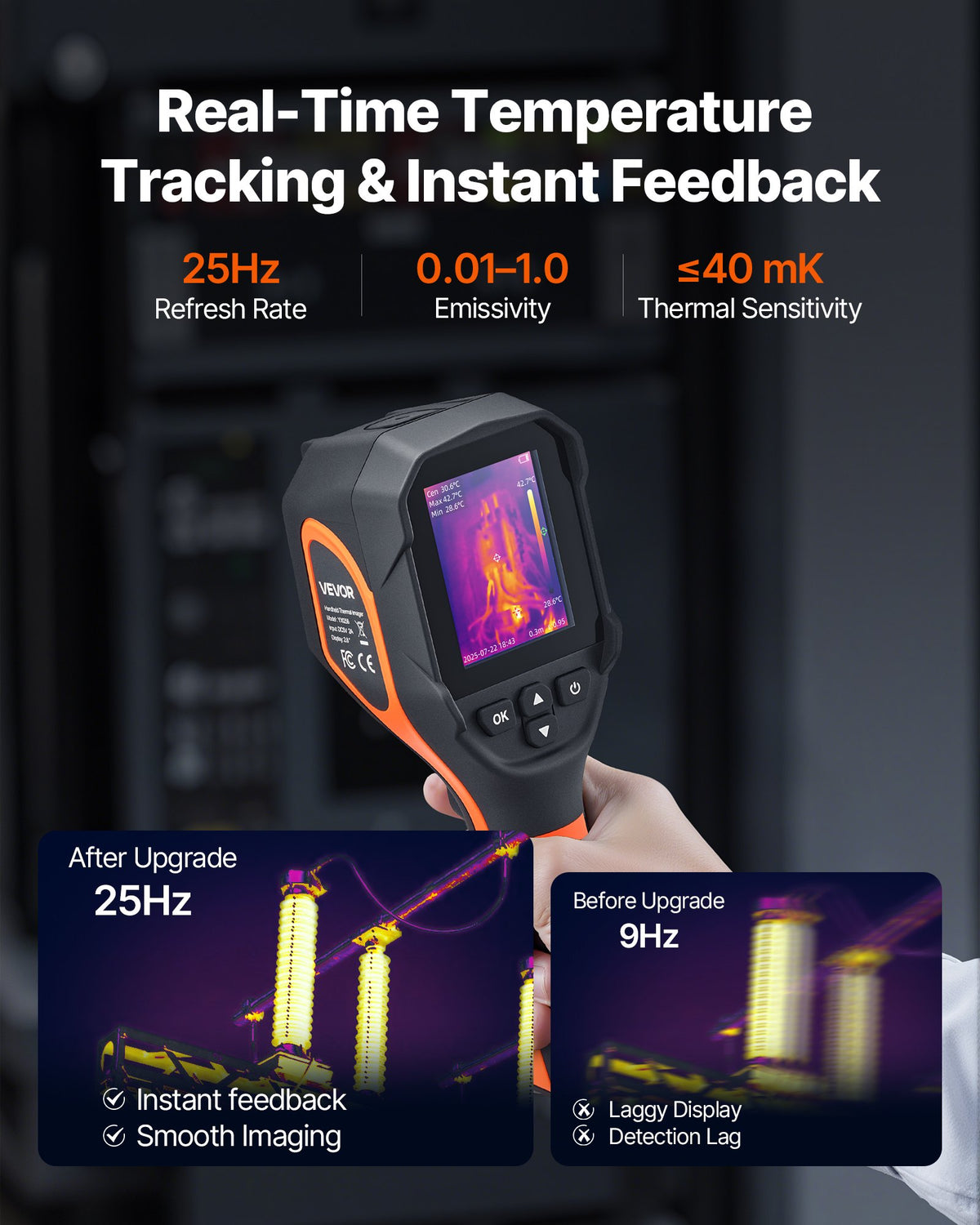 VEVOR Thermal Camera, 320 x 240 TISR Super Resolution, Thermal Imaging Camera with 2MP Visual Camera, 160 x 120 IR Resolution, 25 HZ Refresh Rate, -4°F to 1022°F, 4 Image Modes & 6 Color Palettes