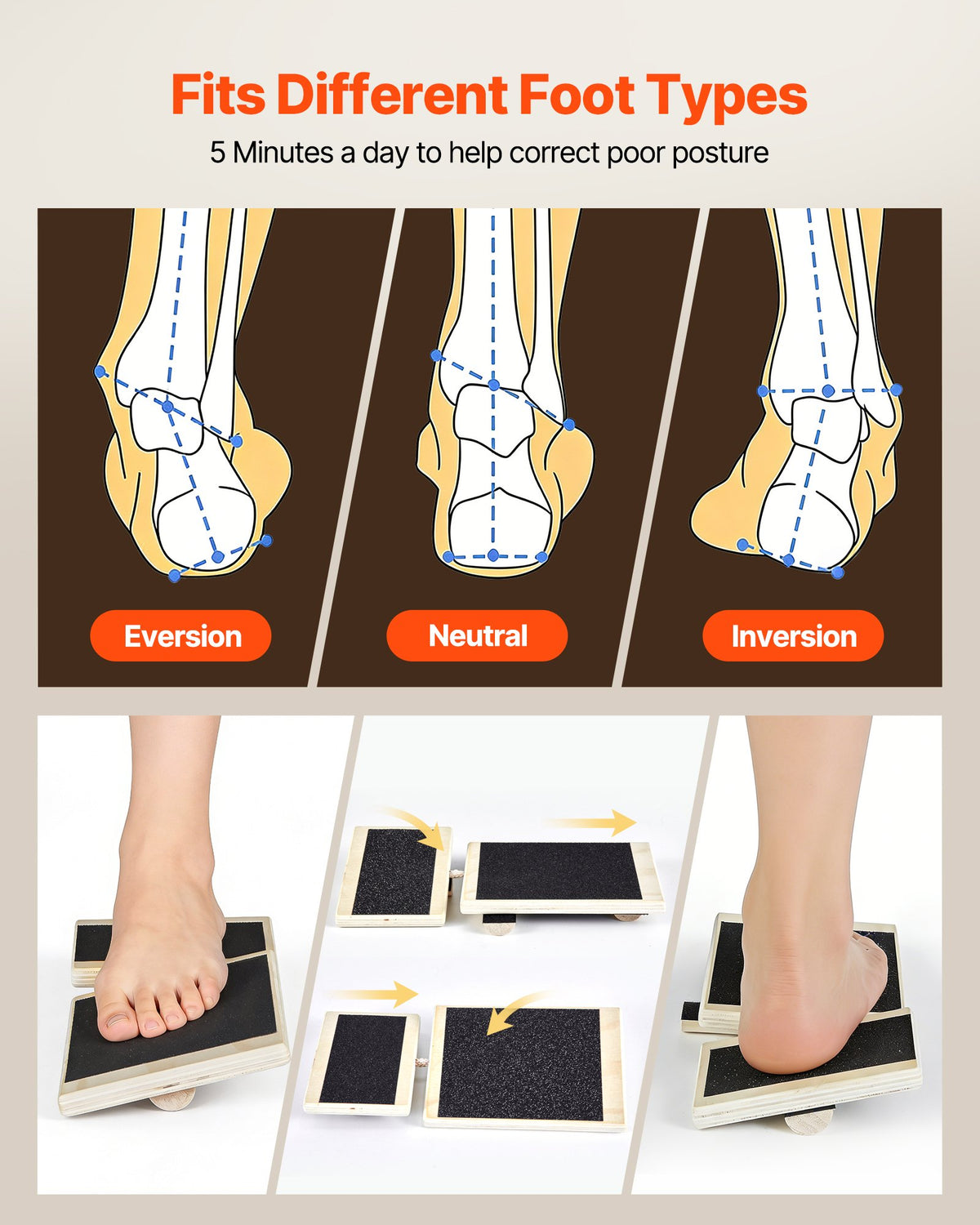 VEVOR Balance Board, Wobble Board Trainer for Adults Foot & Ankle Strengthening, Non-Slip Wood Premium Wooden Balance Training Equipment, Compact with Storage Bag, Ideal for Physical Therapy Exercises