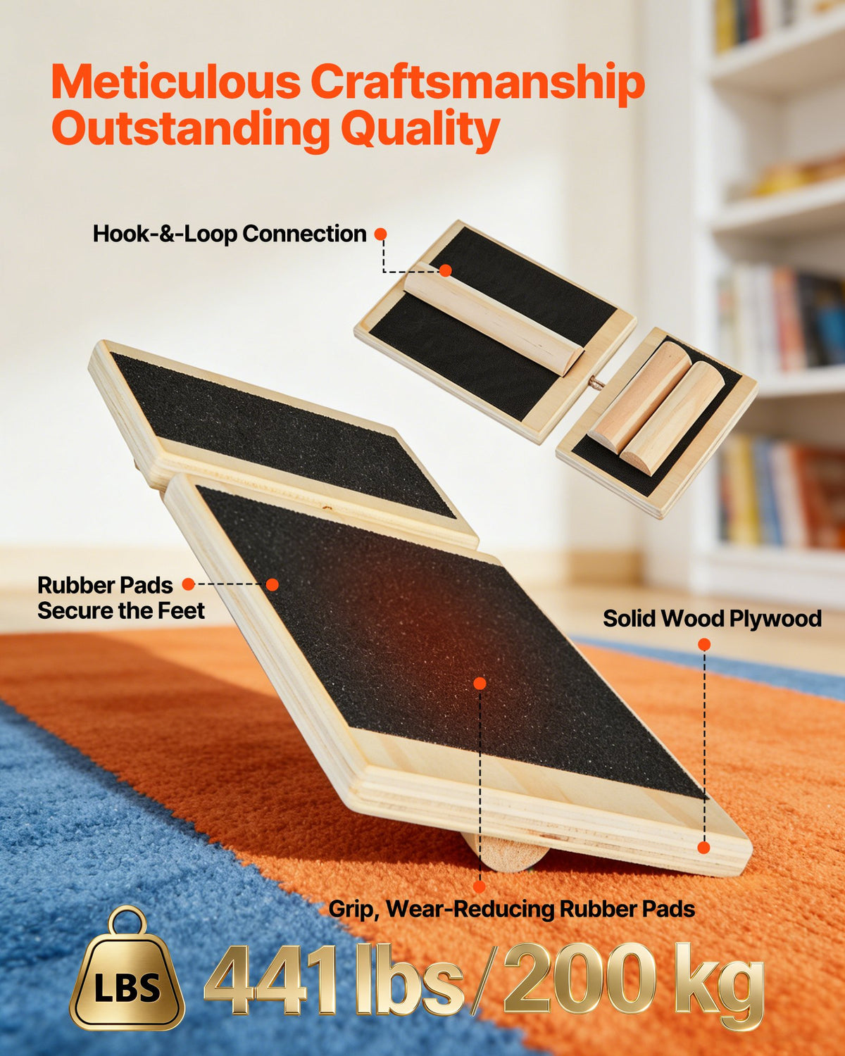 VEVOR Balance Board, Wobble Board Trainer for Adults Foot & Ankle Strengthening, Non-Slip Wood Premium Wooden Balance Training Equipment, Compact with Storage Bag, Ideal for Physical Therapy Exercises