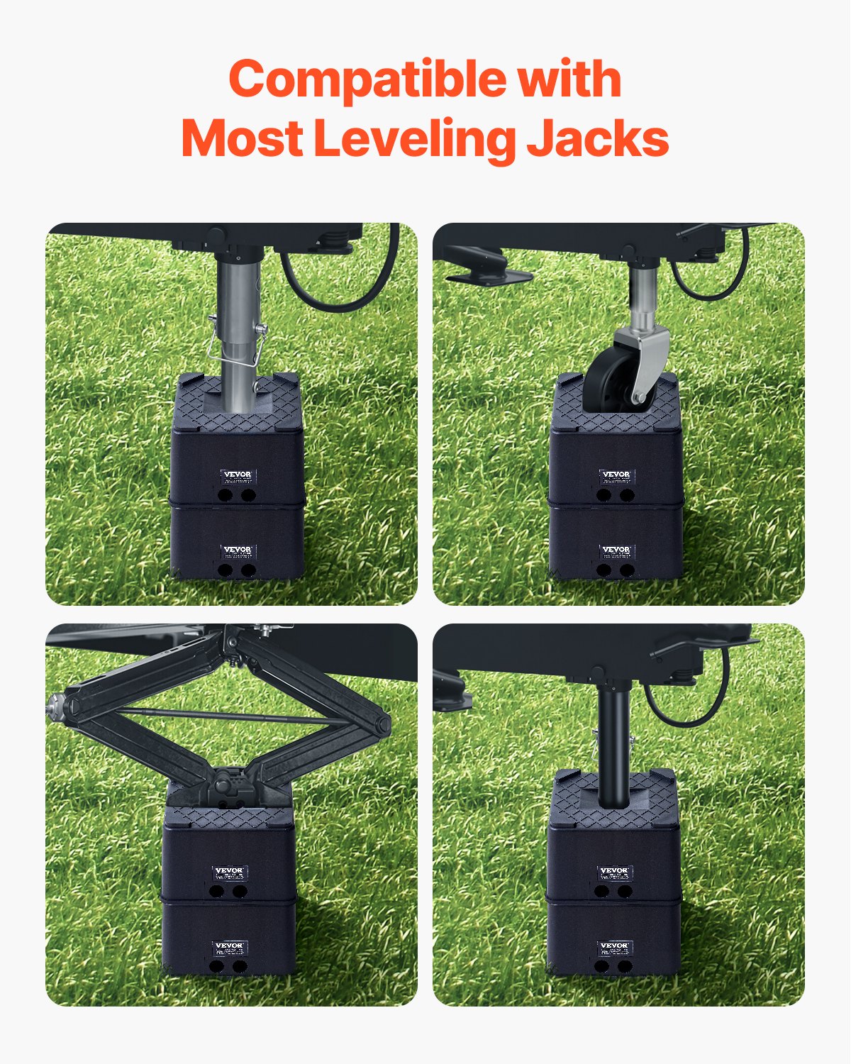 VEVOR Trailer Jack Blocks, 6" High Heavy Duty RV Leveling Blocks, Each with 6000 lbs Capacity, as RV Jack Stand, Stool, Camper Accessories, for Travel Trailers, 5th Wheels Class A/C Motorhomes, 2 Pcs