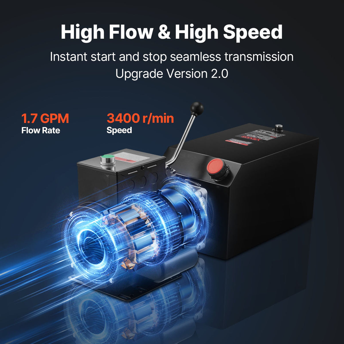 VEVOR 14 L Hydraulic Power Unit, Single Acting Steel Dump Trailer Pump, 22 MPa Max Relief Pressure & 6.3 L/min Flow Rate, 220-240V Hydraulic Pump with Metal Reservoir for Dump Trailer Car Lifting