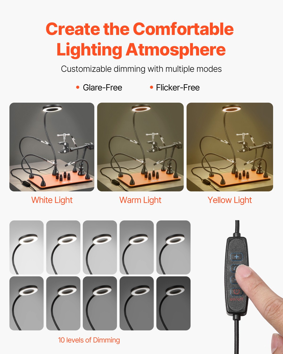 VEVOR Magnetic Helping Hands Soldering Station, Third Hand Soldering Tool with 3X LED Magnifying Lamp, 4 PCB Holders & 360 Hot Air Gun Holder, Heavy-Duty Base Station for Electronic Repair Craft Hobby