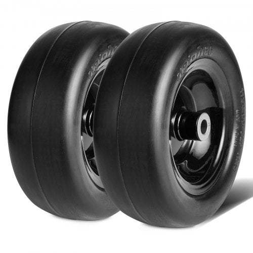 VEVOR Lawn Mower Tires with Rim, 11x4-5" Tubeless Tractor Tires, 2-Pack Tire and Wheel Assemby, Flat-free PU Tire, 3.4" Centered Hub, 3/4" Bushing Size, 20 PCS Adapters for Riding Mowers Lawn Tractors