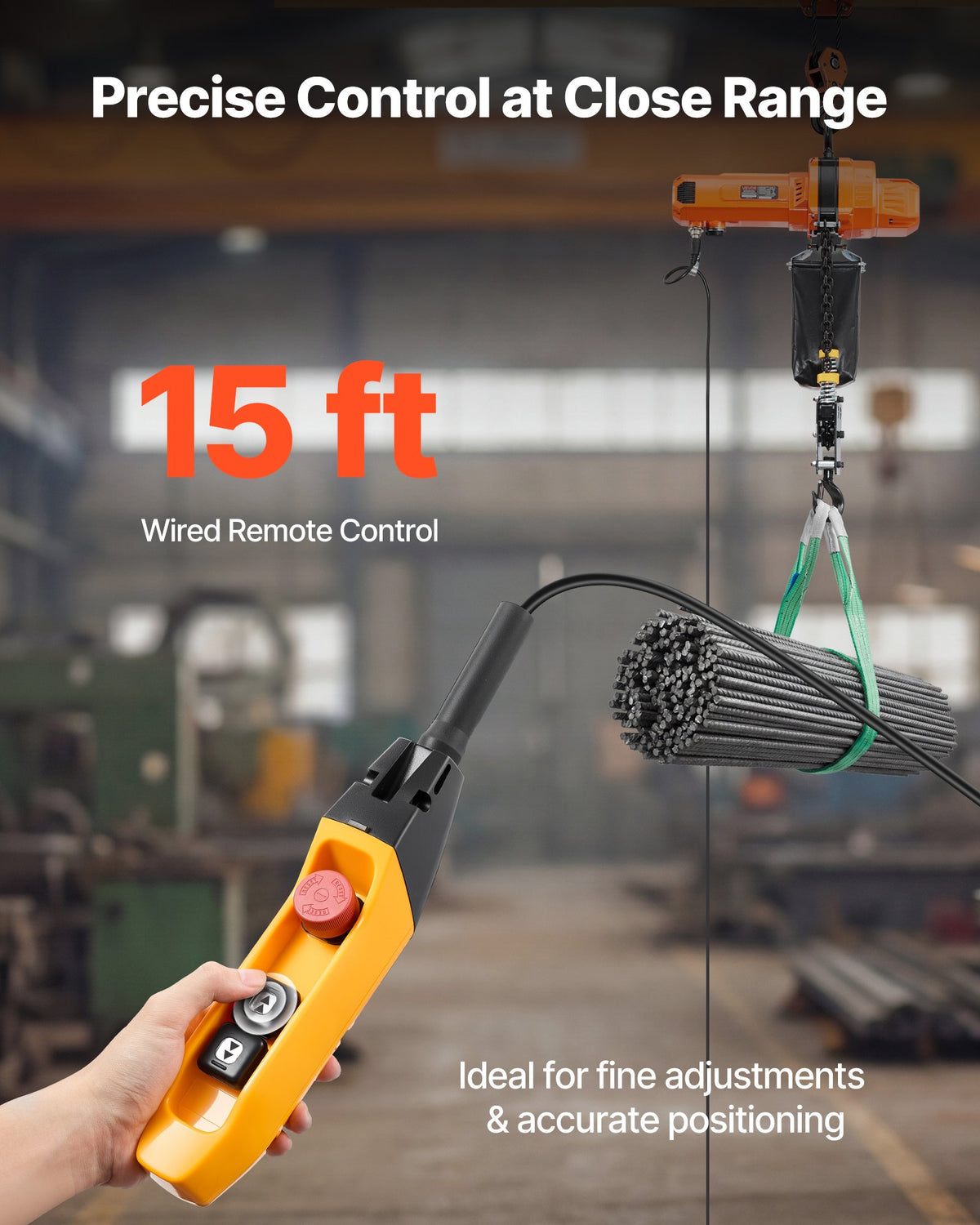 VEVOR 1000 kg Electric Chain Hoist, 6 m Lifting Height, 230V Single Phase Overhead Crane with 4.5 m Wired Remote Control, G100 Chain Electric Lift Hoist for Factories, Warehouses, Garages
