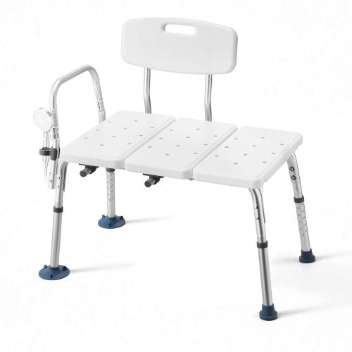VEVOR Tub Transfer Bench for Bathtub, 180 kg Weight Capacity Heavy Duty Shower Chair with Arm and Backrest, Height Adjustable Bathroom Shower Bench Bath Seat for Adults, Seniors, Elderly and Disabled