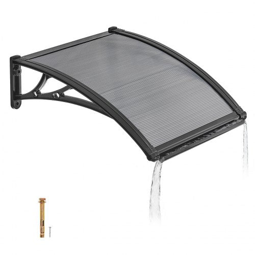 VEVOR Awnings for Door Entrance, 24 x 24 in, Exterior Front Door Window Awnings with Drainage & ABS Bracket, Rain Snow Sun Protection, Overhang Polycarbonate Door Canopy for Porch Patio, Smoky Gray