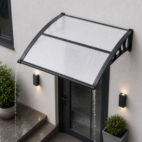 VEVOR Awnings for Door Entrance, 38 x 40 in, Exterior Front Door Window Awnings with Drainage & ABS Bracket, Rain Snow Sun Protection, Overhang Polycarbonate Door Canopy for Porch Patio, Clear