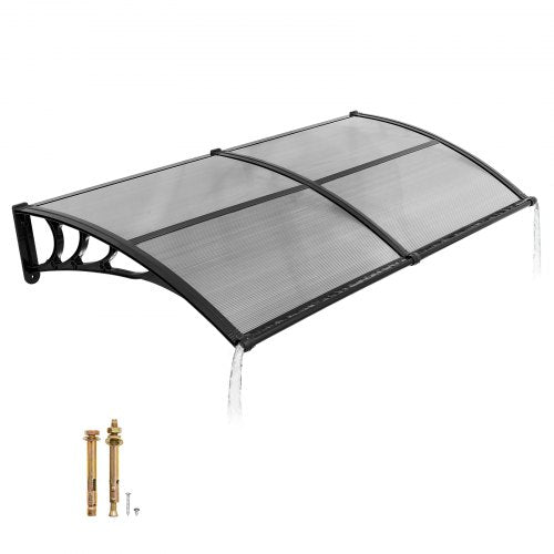 VEVOR Awnings for Door Entrance, 38 x 78 in, Exterior Front Door Window Awnings with Drainage & ABS Bracket, Rain Snow Sun Protection, Overhang Polycarbonate Door Canopy for Porch Patio, Smoky Gray