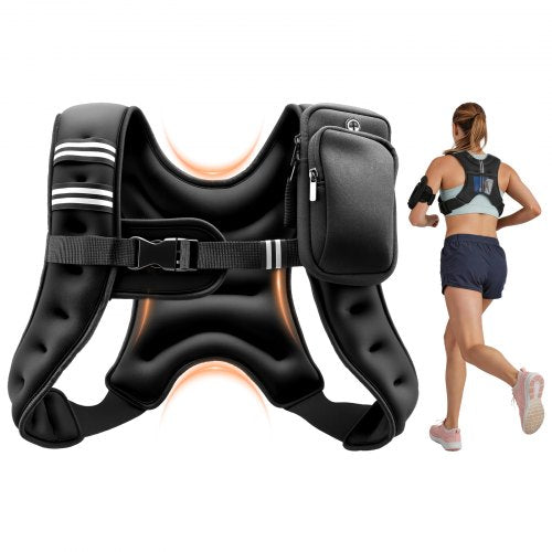 VEVOR Weighted Vest, 2.8 kg Body Weight Vest for Men Women, with Reflective Stripe, Adjustable Buckle, Workout Equipment for Strength Training, Running, Jogging, Fitness, Muscle Building, Weight Loss