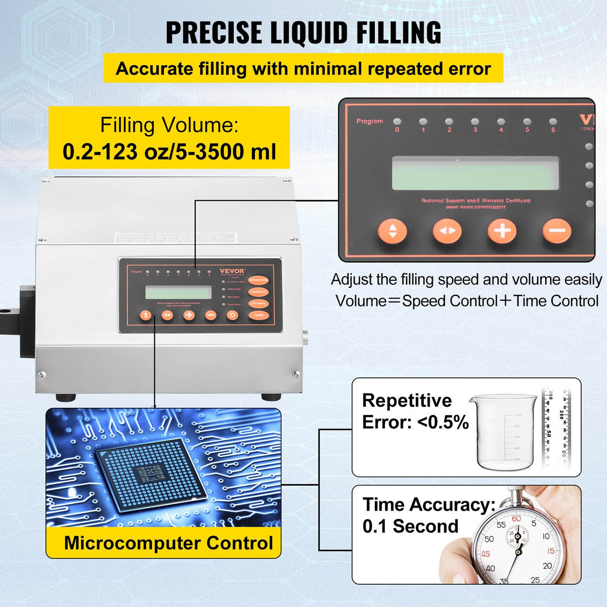 VEVOR Liquid Filling Machine 5-3500ml GFK-160 LCD Display Digital Control Pump Liquid Filler Machine Automatic Liquid Filling Machine