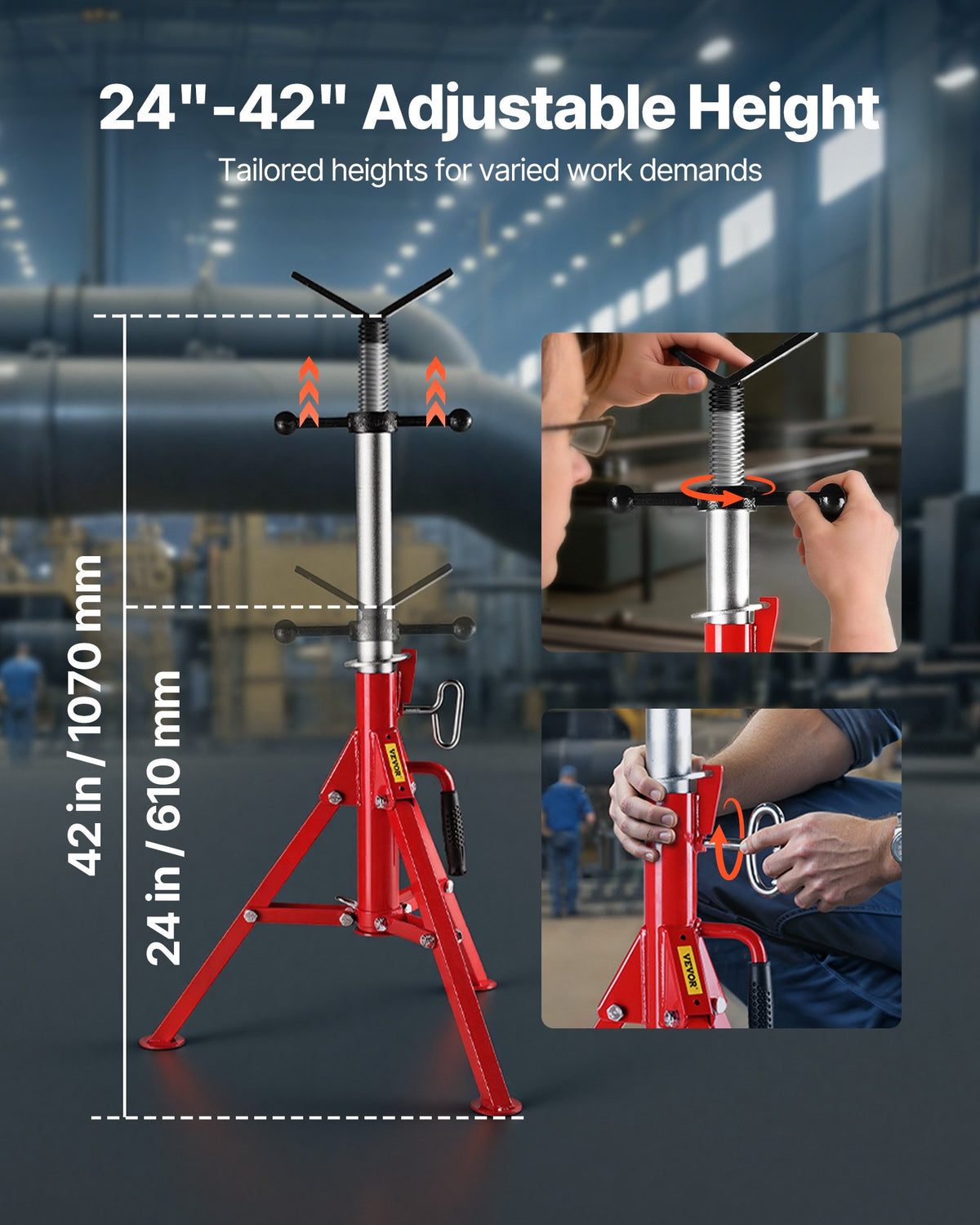 VEVOR V Head Pipe Stand 1/8"-12" Capacity