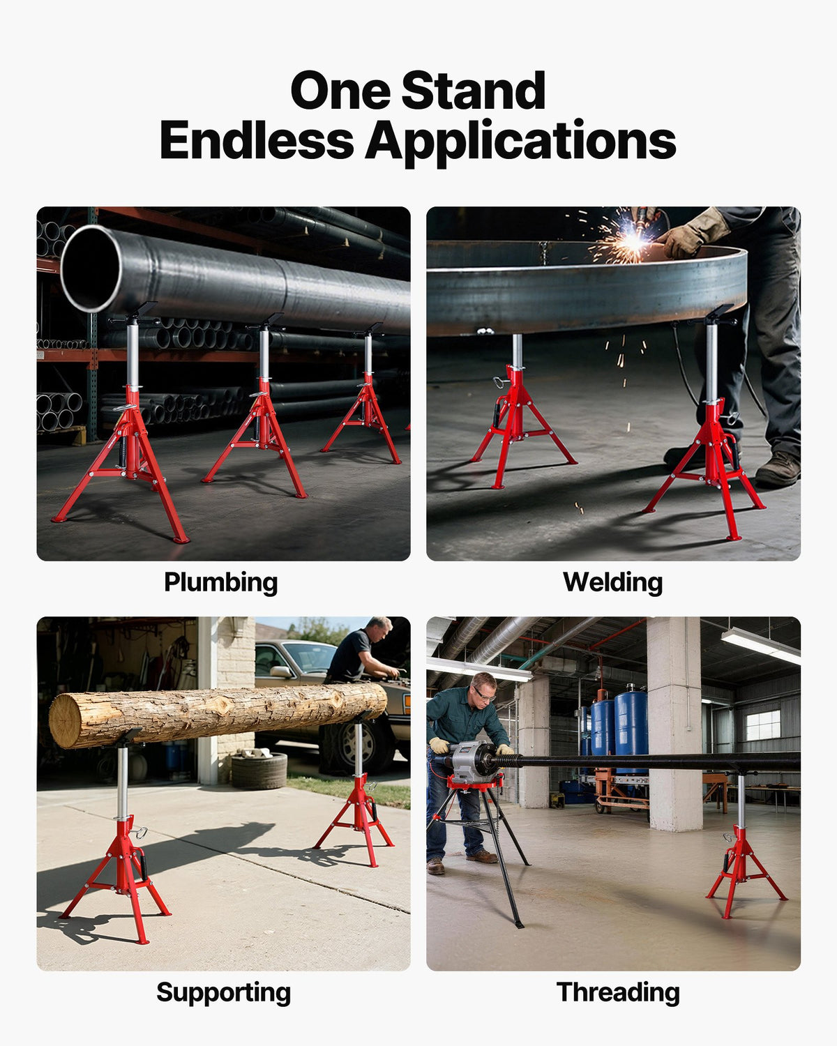 VEVOR V Head Pipe Stand 1/8"-12" Capacity