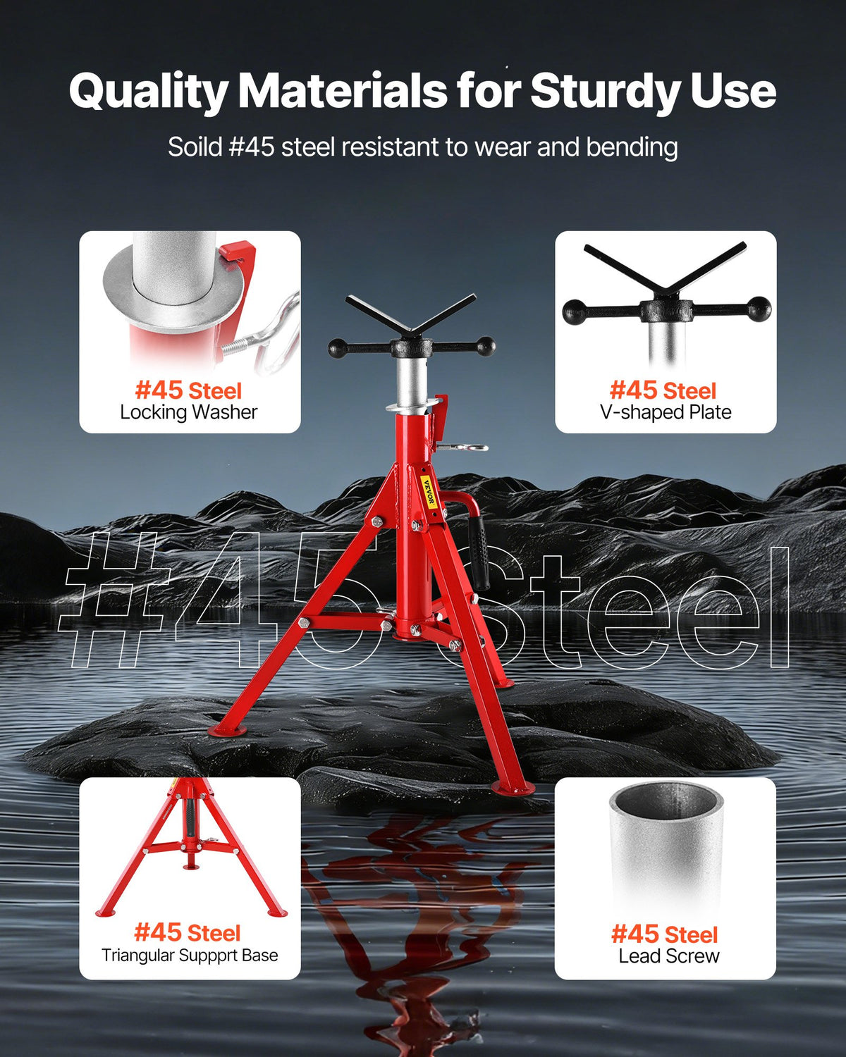 VEVOR V Head Pipe Stand 1/8"-12" Capacity
