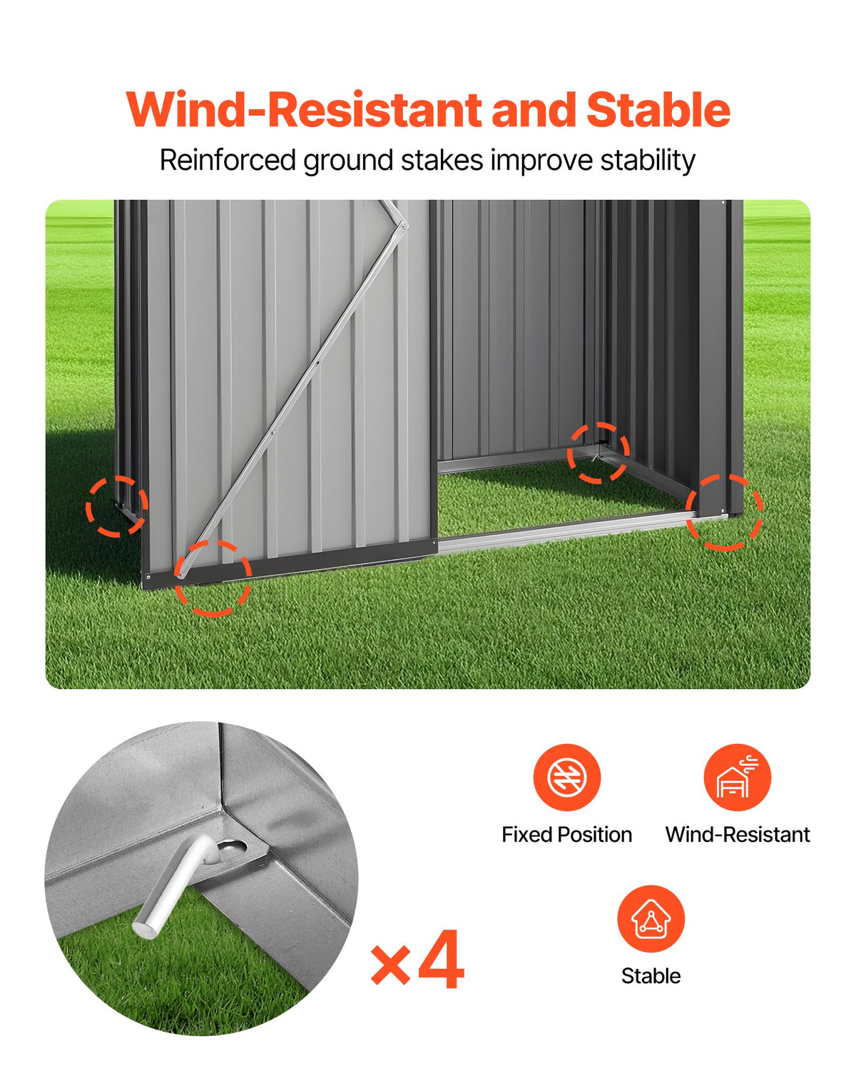 VEVOR 1533 x 876 x 1815 mm Metal Garden Shed, Storage Building with Lockable Door & 2 Louver Vents, Sloped Roof Metal Outdoor Storage Shed, Tool Sheds Outdoor Storage for Backyard, Garden, Patio