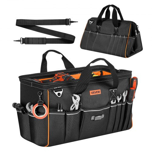 VEVOR Tool Bag, 510 MM, 33-Pocket Portable Large Tool Box Organizer Storage, Toolbox with Big Zipper, Adjustable Shoulder Strap, Water-Resistant Carry Toolbag, for Men Women Dad Husband Fathers Day