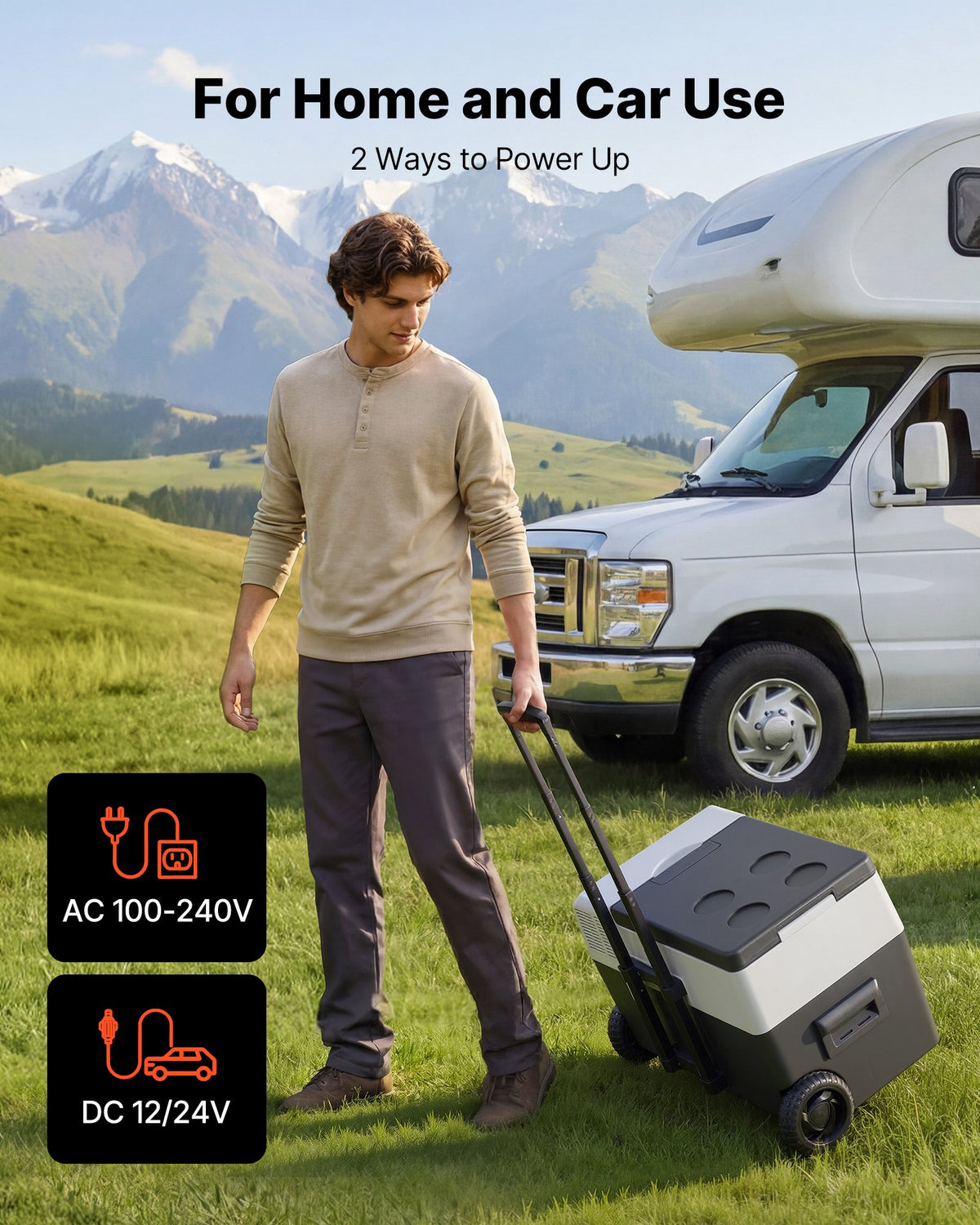 VEVOR 12 Volt Refrigerator, 31.7 QT/ 30L Car Fridge, Portable Electric Freezer Compressor with Handle, APP Control and Wheels, 12V/24V DC 100-240V AC, -22℃ to 10℃, for Truck Van RV SUV Travel Camping