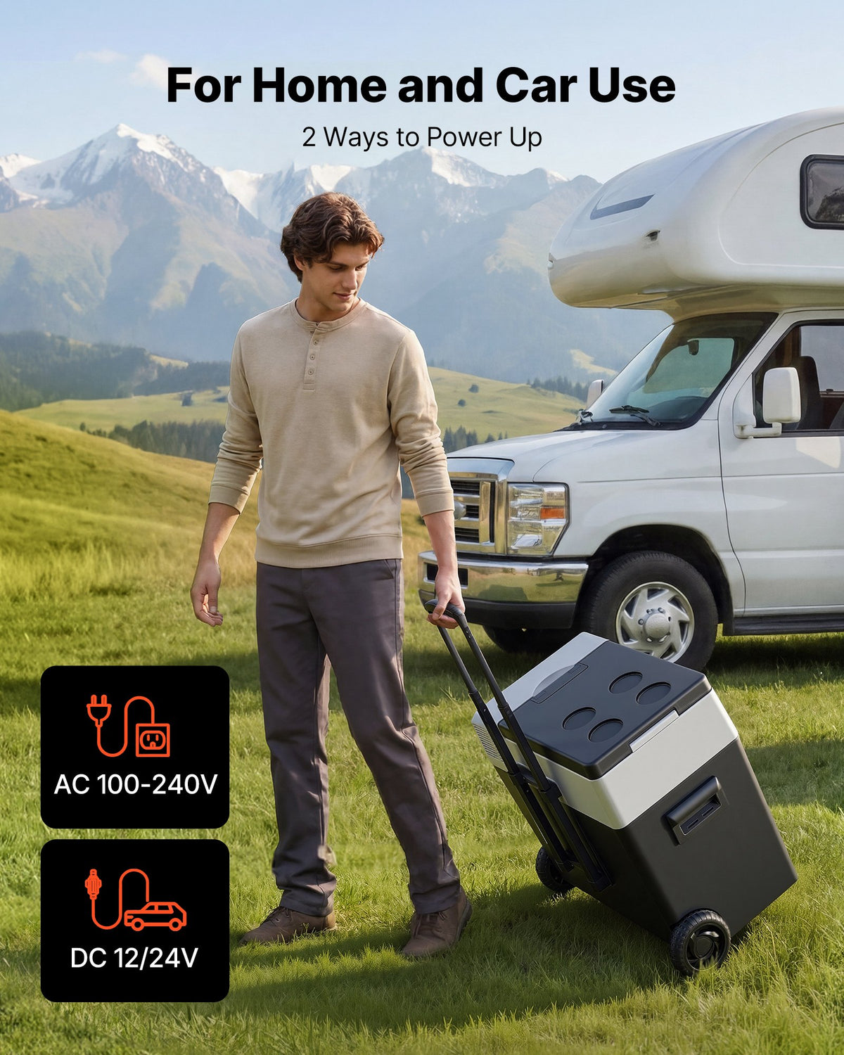 VEVOR 12 Volt Refrigerator, 52.8 QT/ 50L Car Fridge, Portable Electric Freezer Compressor with Handle, APP Control and Wheels, 12V/24V DC 100-240V AC, -22℃ to 10℃, for Truck Van RV SUV Travel Camping