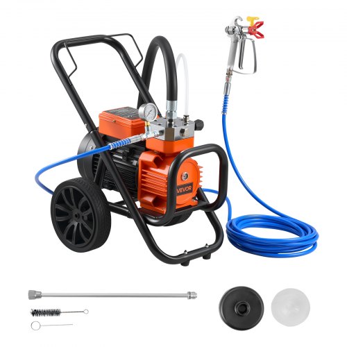 VEVOR Diaphragm Airless Paint Sprayer, 2000 W Efficient Cart Airless Paint Sprayer, 3300 psi High Pressure, with Extension Pole, Cleaning Needle and Brush, for Home Interior and Exterior Spraying