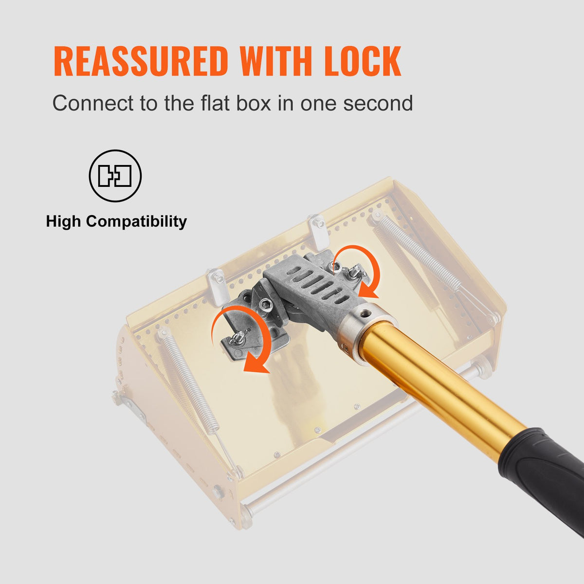 VEVOR Drywall Flat Box Handle, 101.6-1950.7 cm, Anodized Aluminum Flat Finishing Extension Handle, 5-Section Length Adjustable, Non-slip Grip and 360° Painting for Plasterboard, Wallboard, Sheetrock