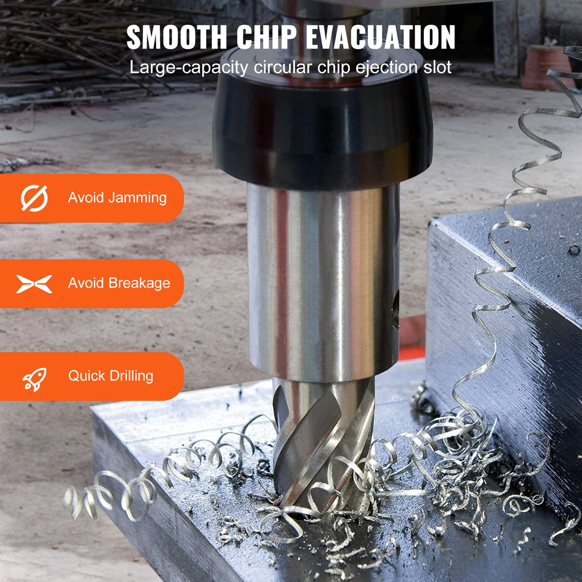 VEVOR Annular Cutter Set, 6 pcs Universal Shank Mag Drill Bits, 5.1 cm Cutting Depth, 2.5 to 5.1 cm Cutting Diameter, M2AL High-Speed Steel, with 2 Pilot Pins and Portable Case, for Using with Magnetic Drills