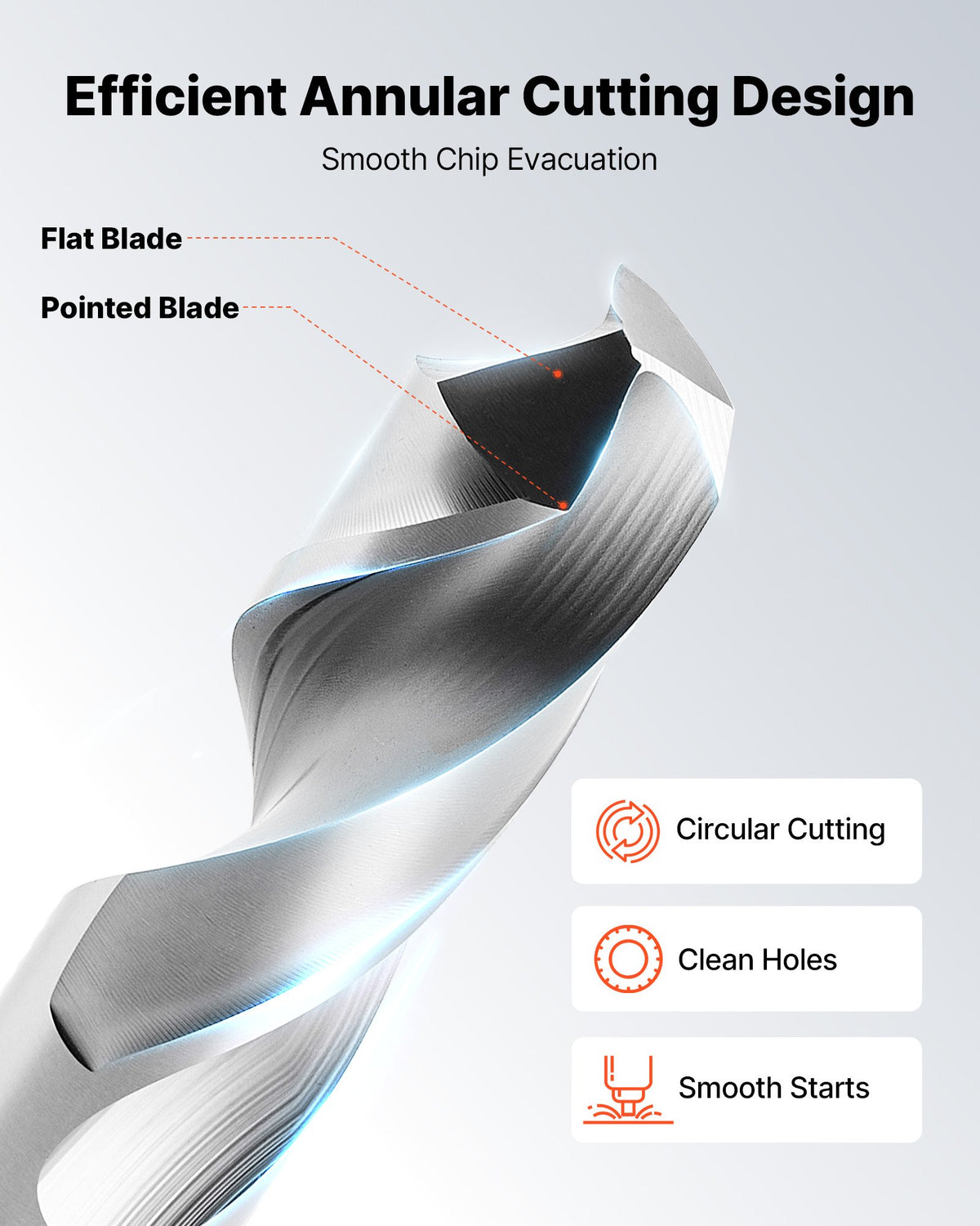 VEVOR Annular Cutter Set, 6 pcs Weldon Shank Mag Drill Bits Kit, 50.8 mm Cutting Depth,6.35 mm to 14.28 mm Cutting Diameter, HSS, 6 Drill Bits with Plastic Case, for Magnetic Drills, Steel, Aluminum