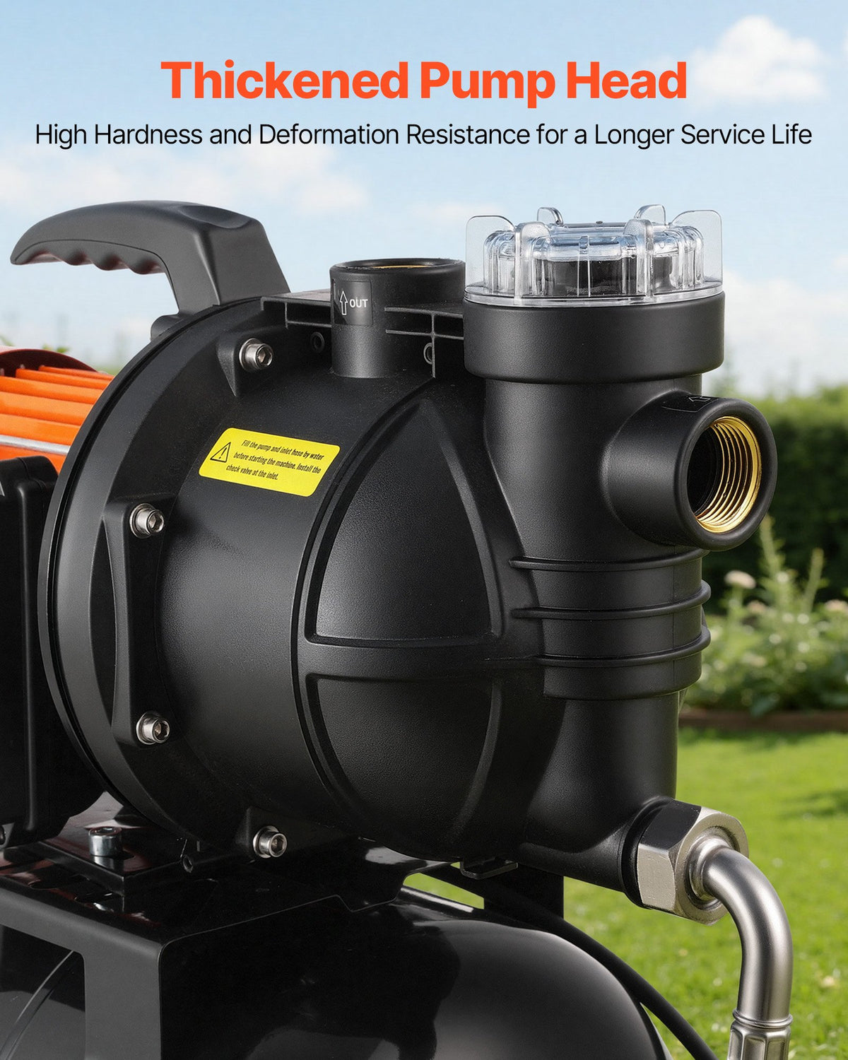 VEVOR 1100W Shallow Well Pump with Pressure Tank, 5300 LPH, Irrigation Jet Pump with 19L Tank, Filter, Check Valve, Automatic Water Booster System, 1.4-2.8 bar Pressure Switch, for Home Garden Lawn