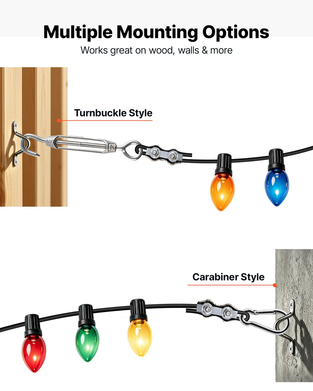 VEVOR 2.38 mm Wire Rope Kit, 50.3 m Length, 304 Stainless Steel Wire Cable, 2 kN Breaking Strength, 7 x 7 Strands Construction, Steel Cable for Deck Railing System, Garden Trellis, String Lights