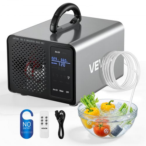 VEVOR Ozone Generator, 36000mg/h Commercial Ozone Machine, with 15s Delayed Start & Area-Based Timer & LCD Touchscreen Display, Industrial Deodorizer for Car, Smoke, Home Odors, Up to 300 m²