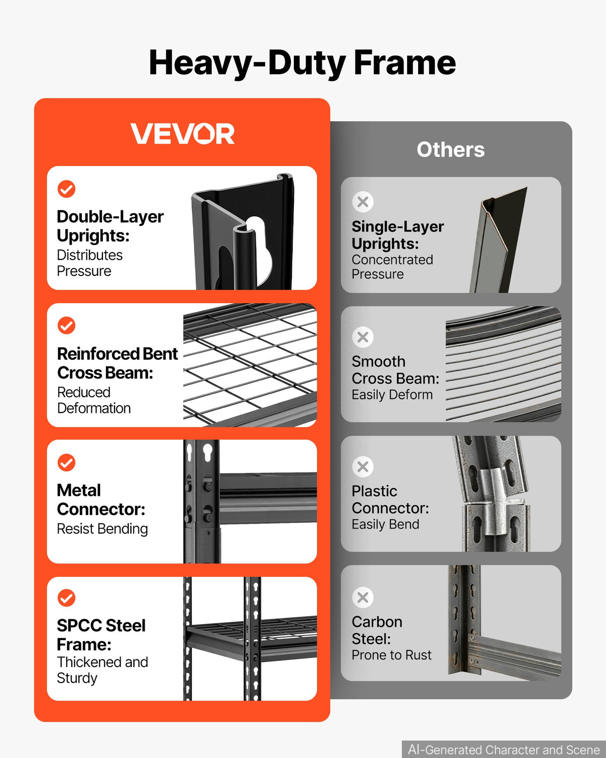 VEVOR Storage Shelves, 5-Tier 907.2 kg Garage Shelving 92.3 x 41.5 x 181 cm, for Garage, Basement, Warehouse, Kitchen, Heavy-Duty Metal Stable Construction, Adjustable Wire Racks, with Gloves, Black