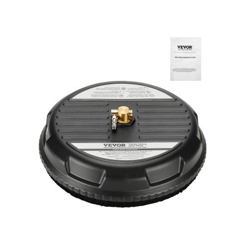 VEVOR 15" Pressure Washer Surface Cleaner, Plastic Pressure Washer Attachments with 4 Wheels, 4000 Max PSI, 1/4 Quick Connector, 2 Spray Nozzles, Ideal for Driveways, Sidewalks, Patios, Decks, Black