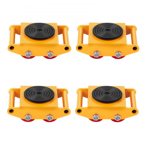 VEVOR 4PCS Machinery Skate Dolly, 17637LBS/8T Industrial Machinery Mover, Heavy Duty Carbon Steel Machinery Moving Skate with 4 PU Wheels and 360° Rotation Non-Slip Cap for Warehouse Workshop Factory