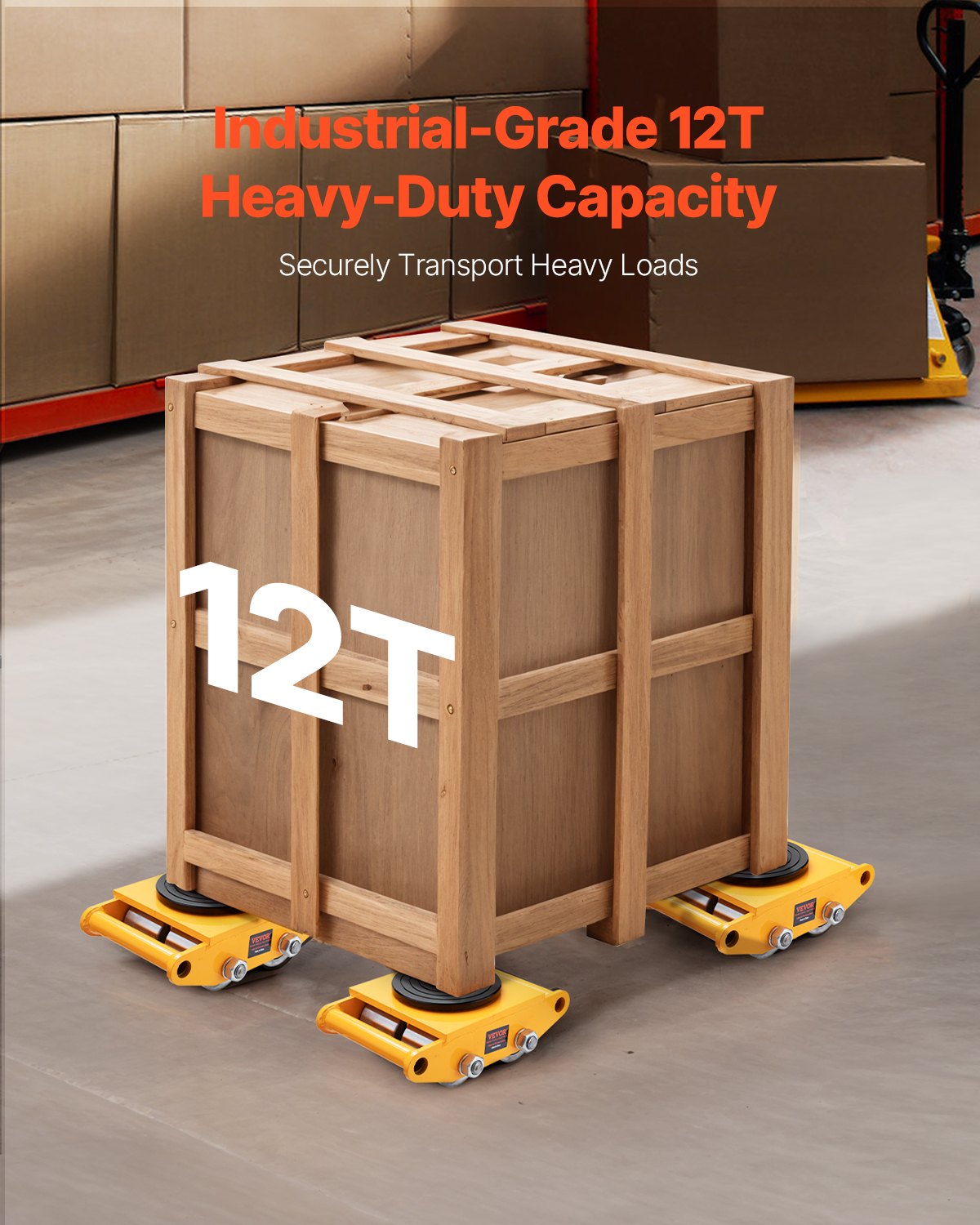 VEVOR 4PCS Machinery Skate Dolly, 11999.8 kg Industrial Machinery Mover, Heavy Duty Carbon Steel Machinery Moving Skate & 4 Carbon Steel Wheels and 360° Rotation Non-Slip Cap for Warehouse, Factory