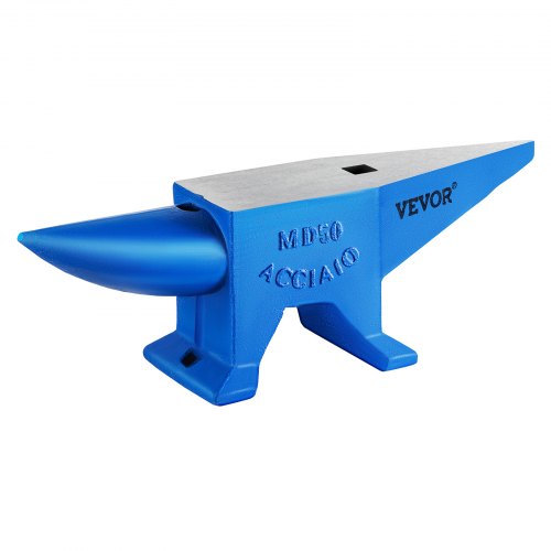 VEVOR Single Horn Anvil Cast Steel Anvil Blacksmith for Sale Forge Steel Tools with Round and Square Hole and Equipment Anvil Rugged Blacksmith Jewelers Durable and Robust Metal Working Tool 105Lbs